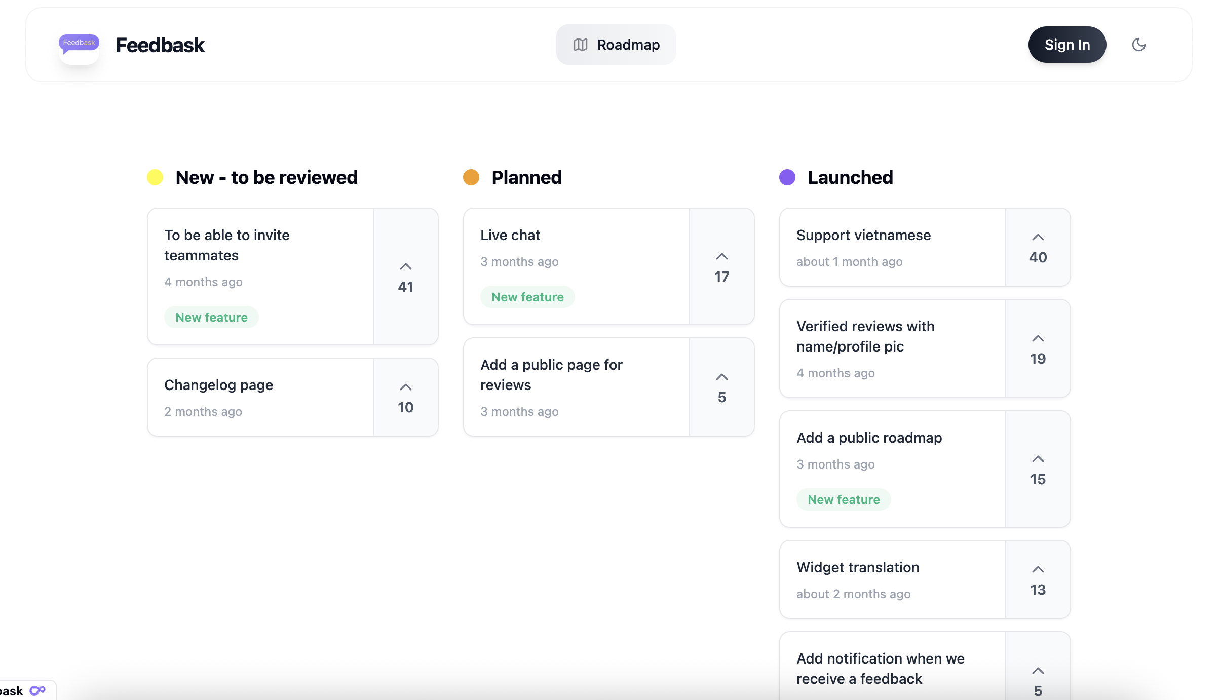 Public roadmap preview